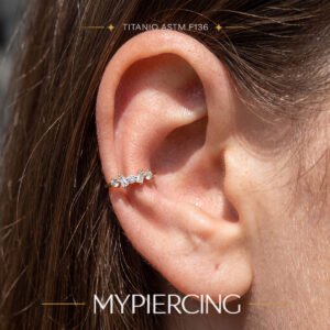 Clicker Crown com zircónias Baguette em titânio